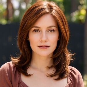 Noriko Harlow Wig Razberry Ice-R Auburn Layered Medium Length Synthetic Rooted